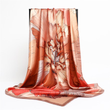 新款印花渐变丝巾花卉围巾披肩旅游防晒大方巾90色丁仿真丝头巾女