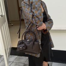 跨境真皮女包保龄球包女2026新款百搭单肩包韩式小众设计斜挎包包