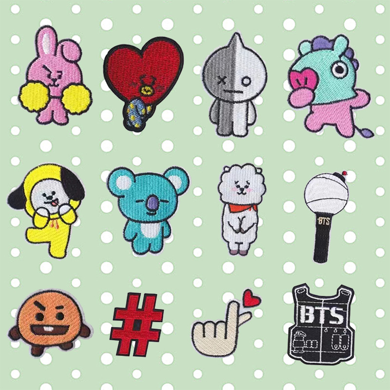 菠萝龙新品可爱卡通人物刺绣补丁贴绣花装饰贴包包装饰贴自粘百搭