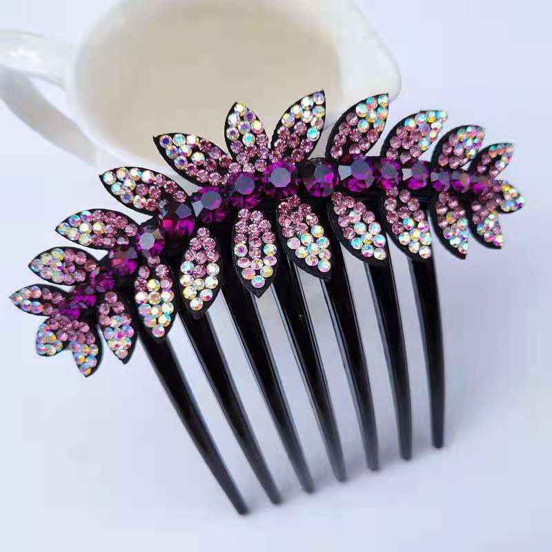 Estilo coreano simple peine del pelo peine insertar peine tocado horquilla oreja de trigo rhinestone bola cabeza updo pelo artefacto accesorios para el cabello peine de SIETE DIENTES