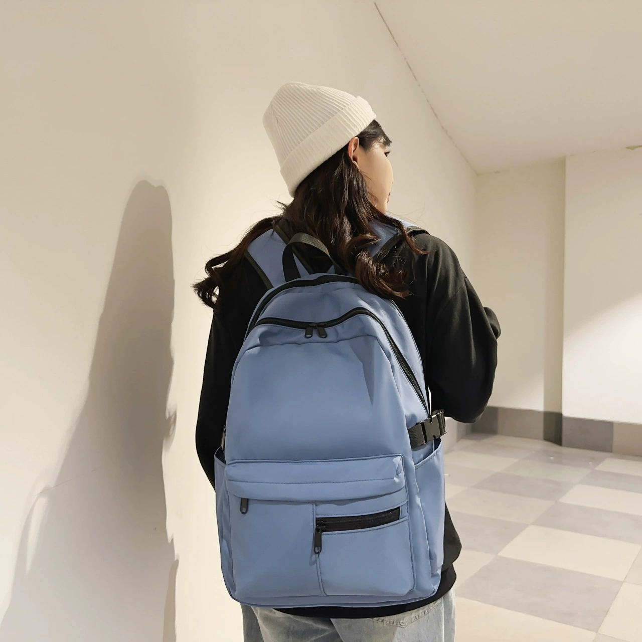 Men's backpack, Japanese capacious shoulder bag for traveling for leisure, school bag, simple and elegant design, for secondary school, for teenagers, for students