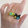 Funny monster, cartoon ring, cute accessory for beloved, big eyes, Birthday gift