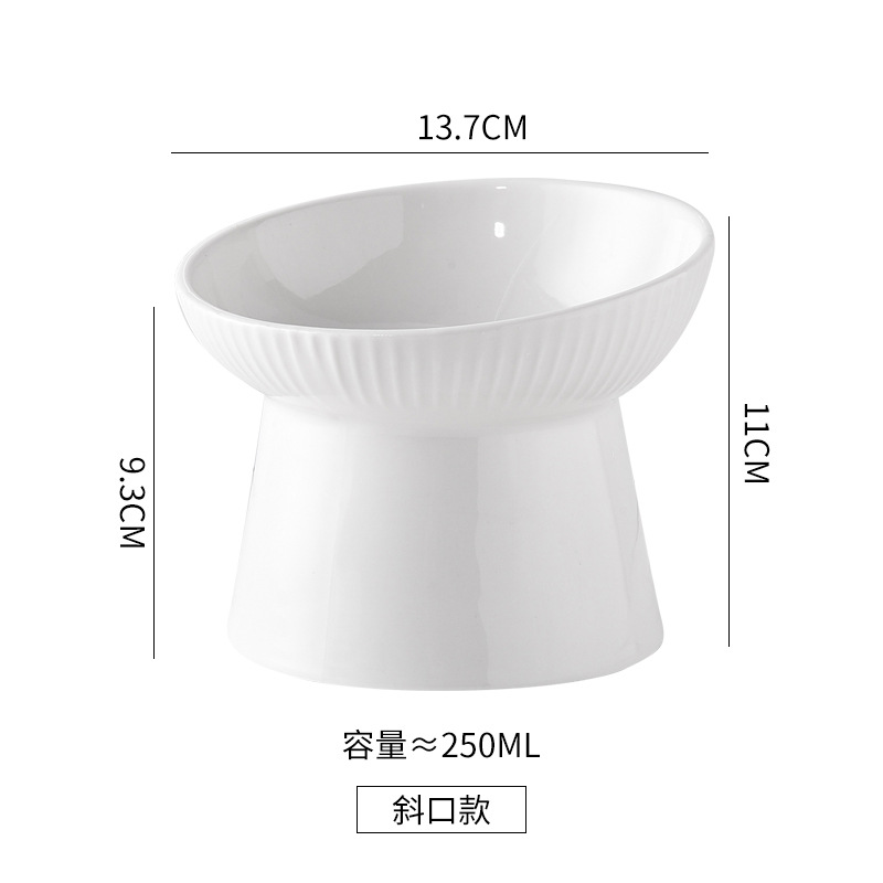 Gato Tazón tazón de cerámica antidetonante Cuenca del gato protectora cervical columna vertebral gato tazón de comida para mascotas tazón negro tazón para beber perro tazón de arroz pierna alta