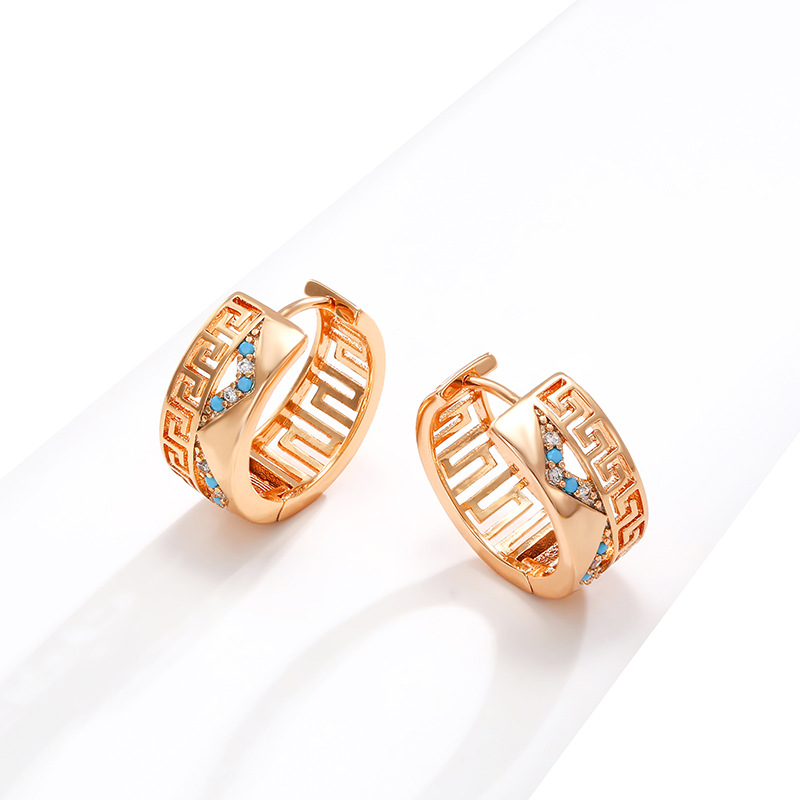 Xuping joyería artificial joya con incrustaciones gran muralla patrón vintage pendientes 18k chapado en oro pendientes de alta calidad para las mujeres