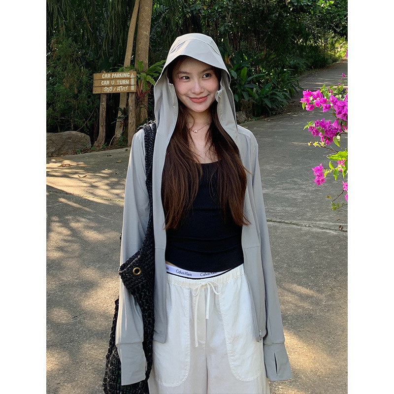 Cooling Couple's Original Yarn Sun Protection Clothing Women's Summer UPF50+ Ice Silk UV Protection Black Vinyl Brim Loose Sun Protection Clothing