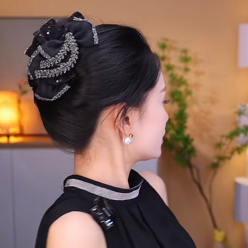 【パリ王女麦波】高級AB面気質11cmクリップヘアアクセサリー蝶結び後頭部ヘッドドレス|undefined