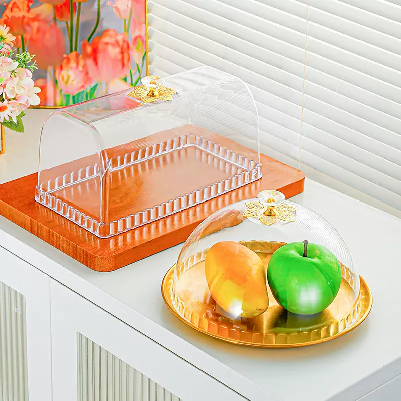 PS/PET亚克力透明食物防尘罩抗摔圆形塑料保鲜盖碗盖蛋糕点心餐盖