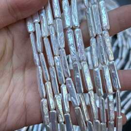 2026年新货冰感小银条头档表皮光滑银蓝光巴洛克天然淡水珍珠散珠