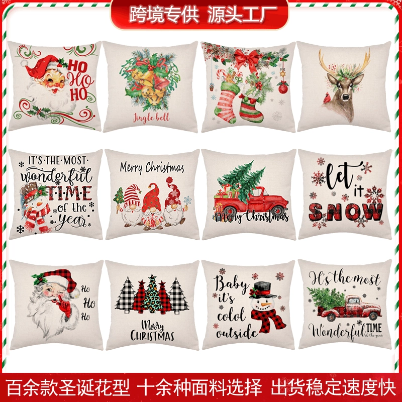 Амазонка горячая распродажа рождественская подушка красная черная клетчатая льняная подушка для талии декоративная рождественская наволочка