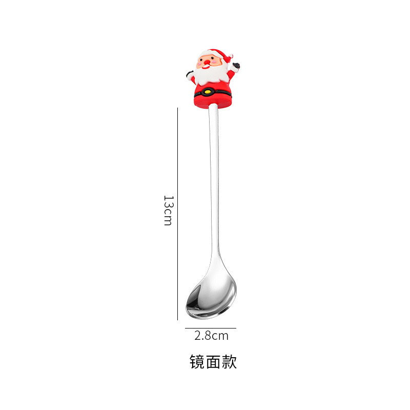 国境を越えたスプーンフォークセットクリスマス雰囲気感食器金色コーヒースプーン甘いスプーンステンレス人形クリスマス|undefined