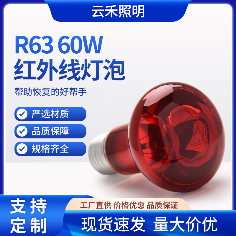 R63 60W Infrared Bulb, Heat Burner, Animal Heating, Human Body Heating, Space Capsule Bulb