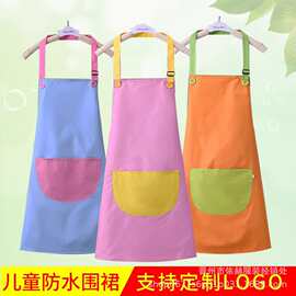 儿童无袖防水画画广告围裙幼儿园绘画吃饭反穿衣罩衣印制LOGO印字