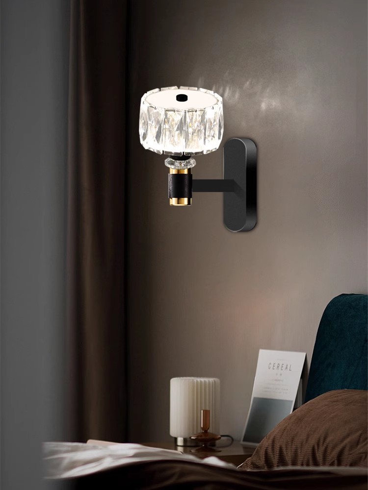 단일 헤드 벽 램프 - 크리스탈 스타일 + 3색 디밍