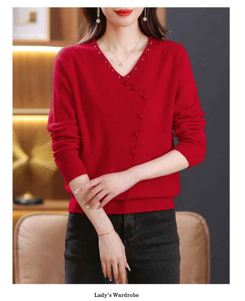 E5849 1590K ÁO LEN NỮ TAIRYA ÁO LEN MÙA XUÂN THU ĐÔNG TRUNG NIÊN CỔ CHỮ V TRÔNG TRẺ HƠN TUỔI THỜI TRANG NỮ G04 SẢN PHẨM MỚI