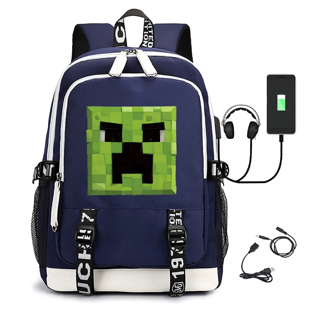 Рюкзак 2025 Minecraft фильм рюкзак USB молодежная дорожная сумка для ноутбука