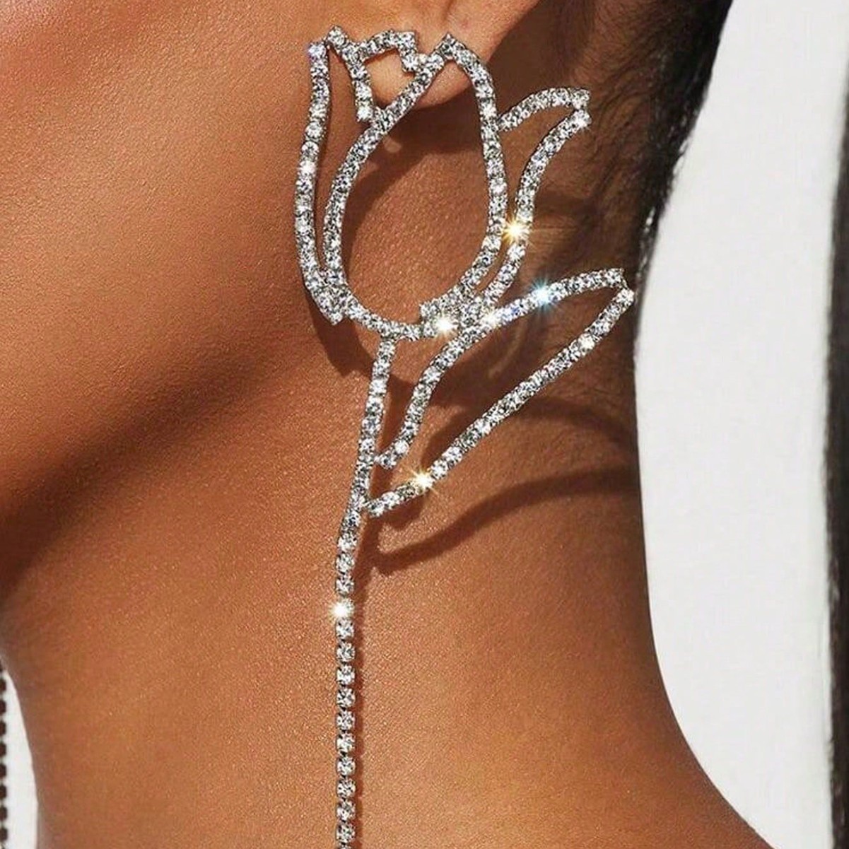 fashion flower simple style luxury high end exaggerated earrings inlaid diamond party super flash earrings women_voghion.com