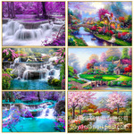 厂家批发5d钻石画diy满钻圆钻 风景花卉组合套装砖石画客厅贴钻画