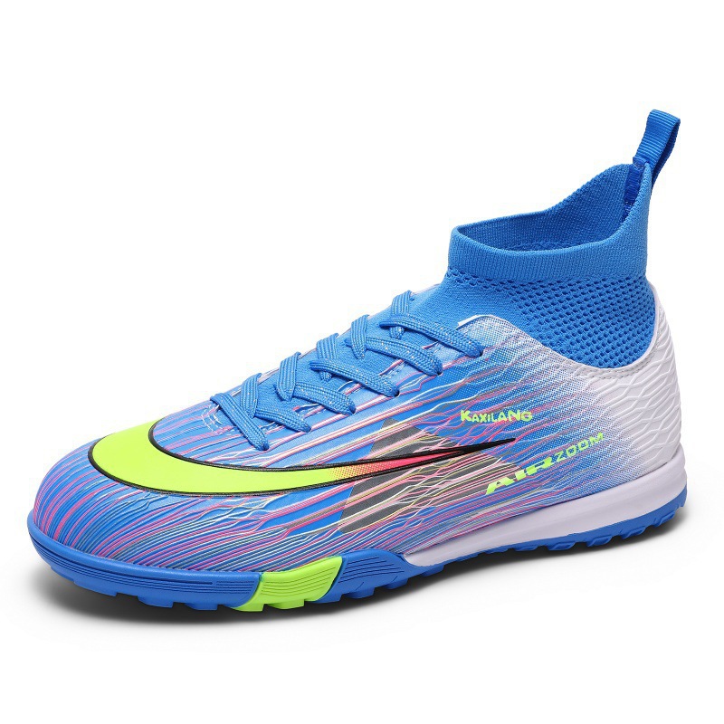 Zapatos de Fútbol de Caña Alta de Caucho Transpirables y Antideslizantes para Césped Natural y Artificial