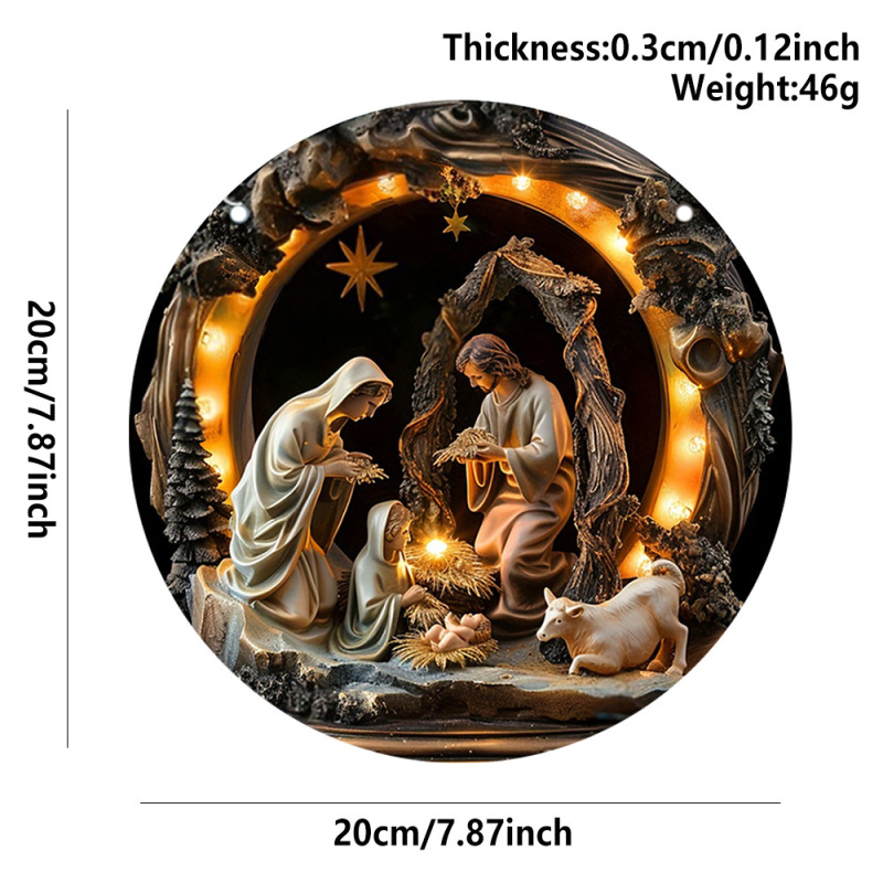現物クリスマス祝日装飾品木製イエス誕生標識クリスマスツリーペンダント木製イエス洗礼看板|undefined