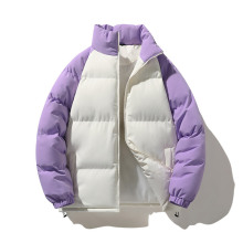 棉衣男女情侣款2025冬季青年立领时尚都市保暖拼色棉服男一件代发