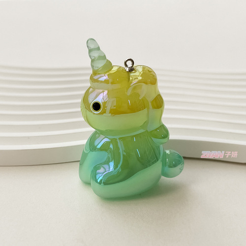 New creative cartoon luminous plated UV gradient unicorn pendant student bag DIY pendant wholesale keychain