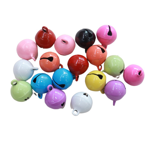 14mm iron candy color painted small bell keychain doll accessories pet collar pendant Christmas metal bell