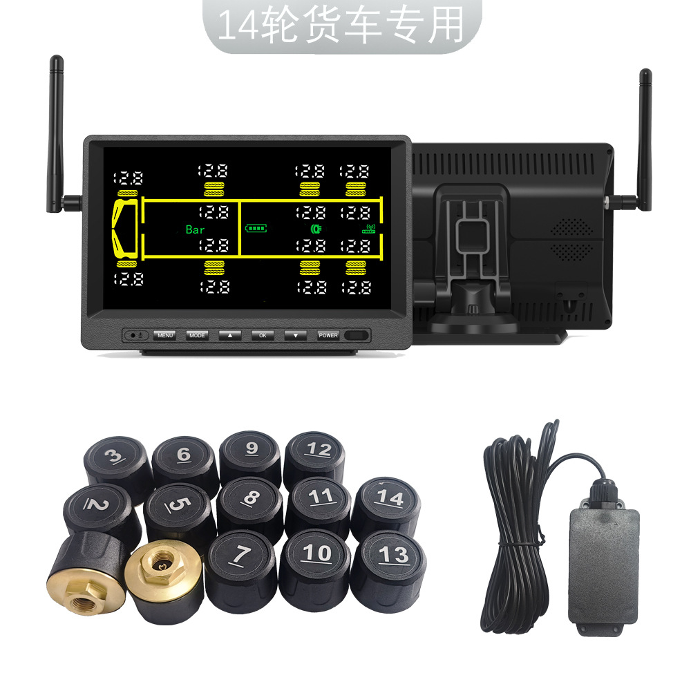 Truck Large-Screen Tire Pressure Monitor Tpms 14-Wheel 16-Wheel 18-Wheel 20-Wheel 22-Wheel External Tire Monitoring System