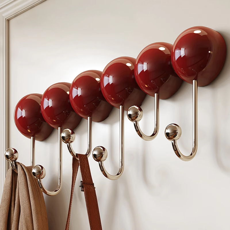 Suction Cup Row Hooks, No Punching, Strong Load-Bearing, Bathroom Bedroom Door Hanging Clothes Rack, Kitchen Sticky Hook Hat Storage