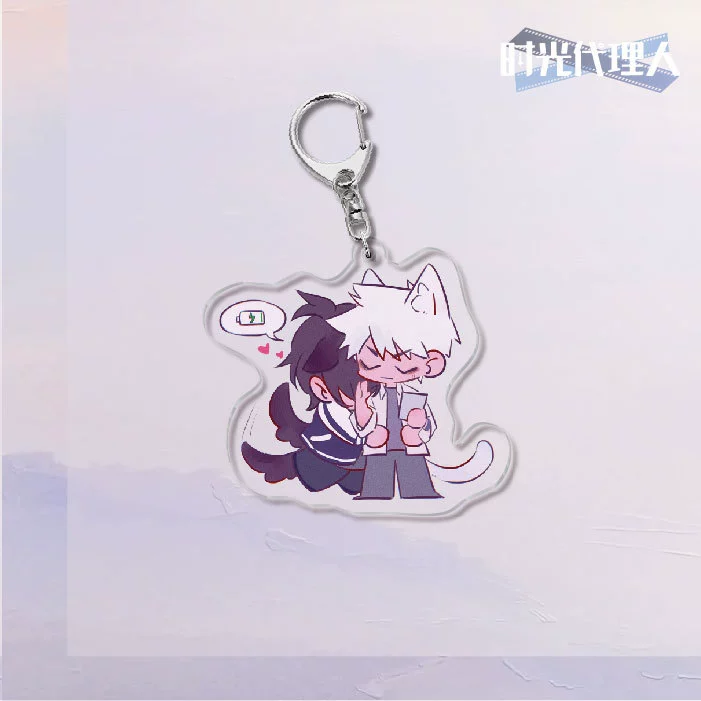  Keychain Time Agent double-sided acrylic key buckle, 6 cm cute campus creative gift