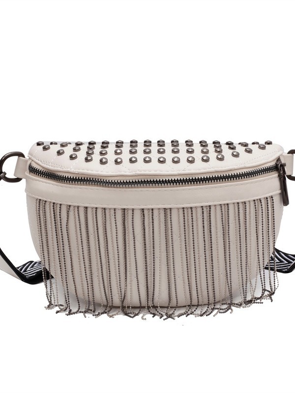 Industria pesada punk estilo remaches borda bolso de cintura mujer 2025 nuevo cross-border coreano banda ancha textura mochila de hombro