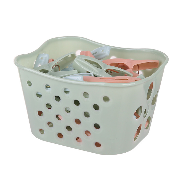 Venta al por mayor de fuertes clips a prueba de viento, calcetines de secado, edredones de ropa, tendedero de plástico para el hogar, canasta de almacenamiento de color caramelo, clip pequeño