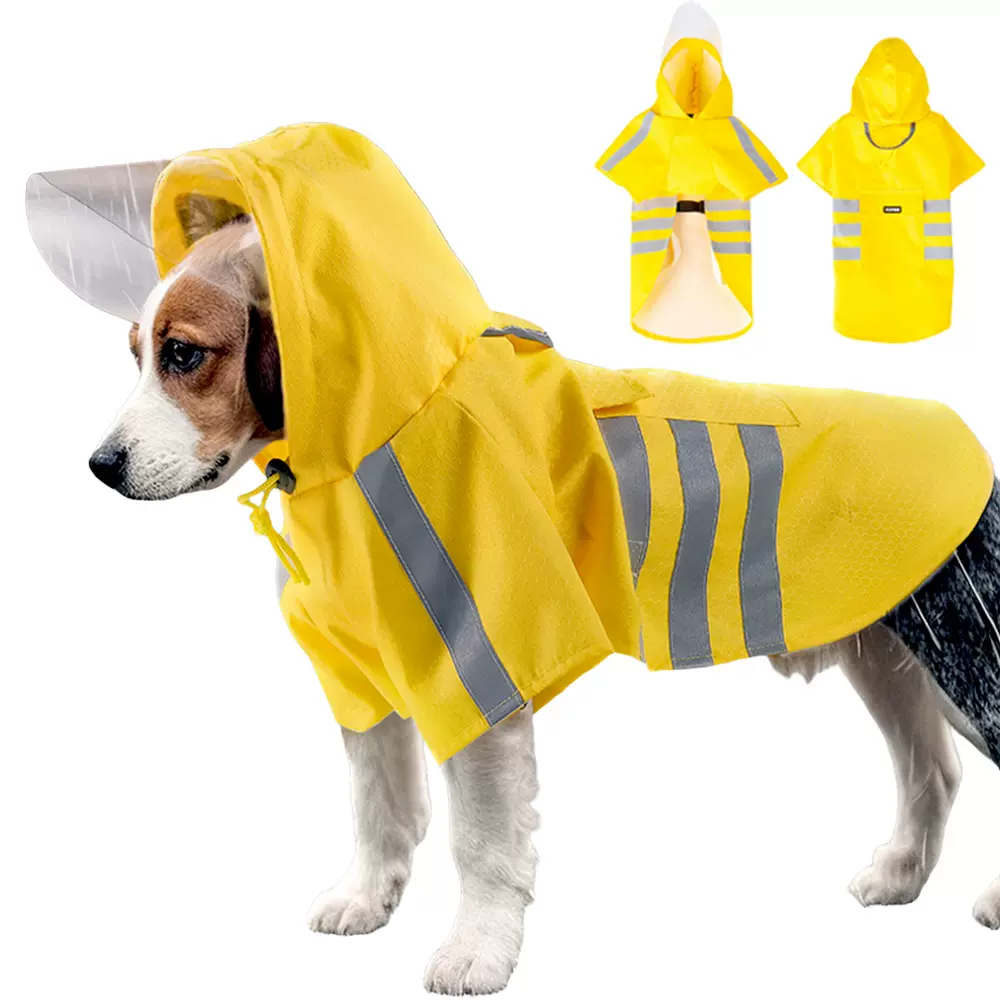 新款狗狗雨衣防水宠物斗篷反光条雨天外出斗篷式连帽小狗雨披夏季