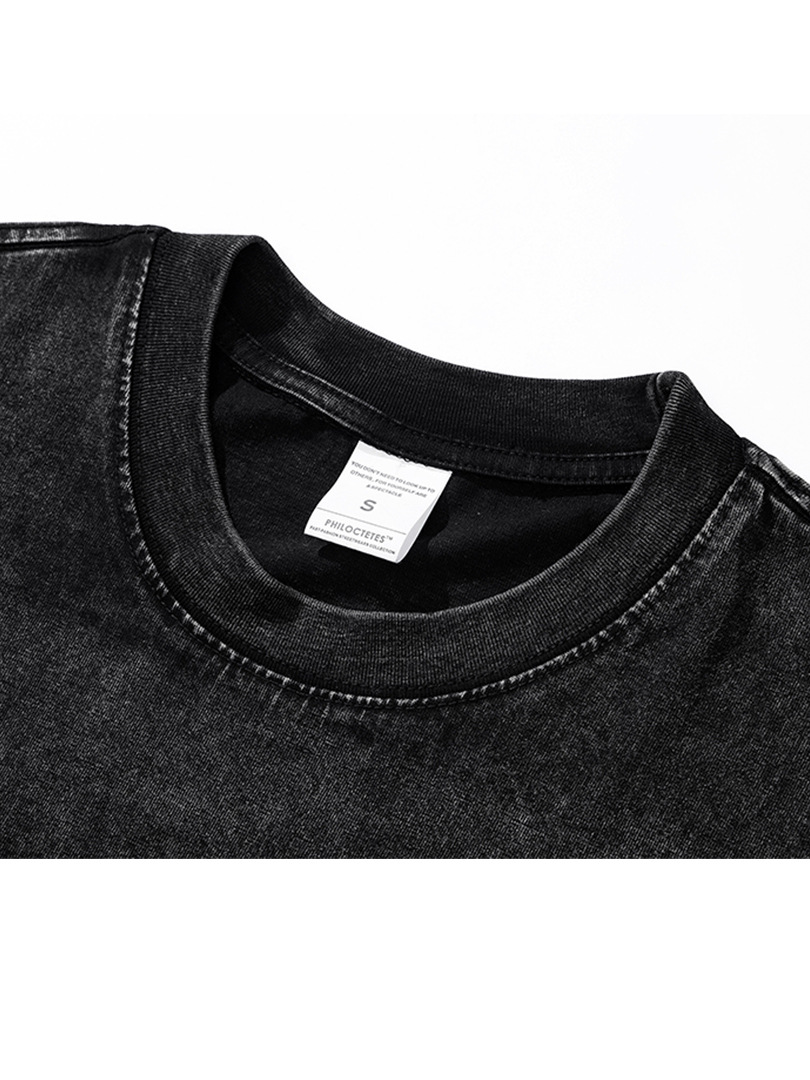 Diversión creativa gran lengua impresa camiseta lavada verano nueva marca de moda hip hop suelta manga corta Camiseta hombres marca de moda estilo americano