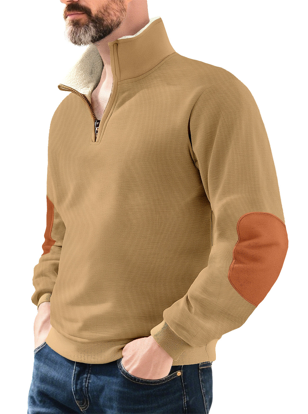 Nuevo transfronterizo europeo y americano semi-cremallera suéter hombre temu otoño y invierno estilo americano cordero cuello bordado con camisa de terciopelo para hombres