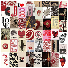 50张Y2K海报少女贴纸复古吉他笔记本电脑行李箱贴画性感红唇爱心