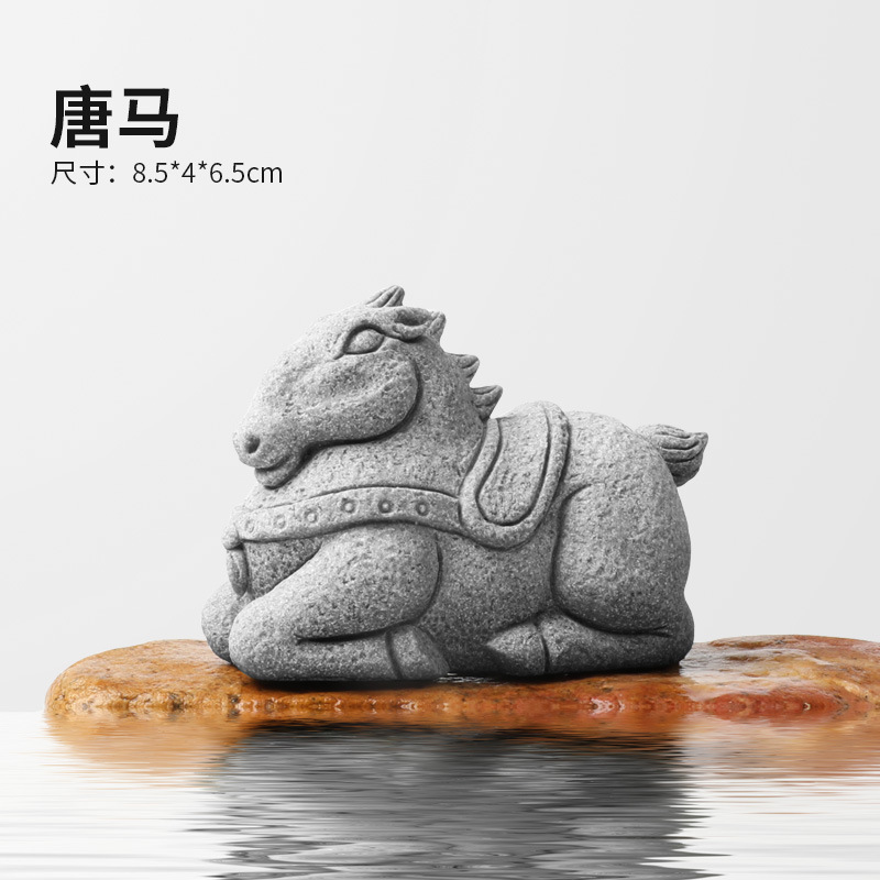 Pecera Arenisca azul Arenisca Dibujos animados Decoración de paisaje de bonsai de león Hippo Decoración de micropaisaje Tallado a prueba de piedra