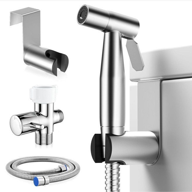 Acero inoxidable transfronterizo inodoro compañero conjunto de pistola de pulverización lavador de mujer grifo boquilla de pulverización presurizada pistola de pulverización de lavado inodoro