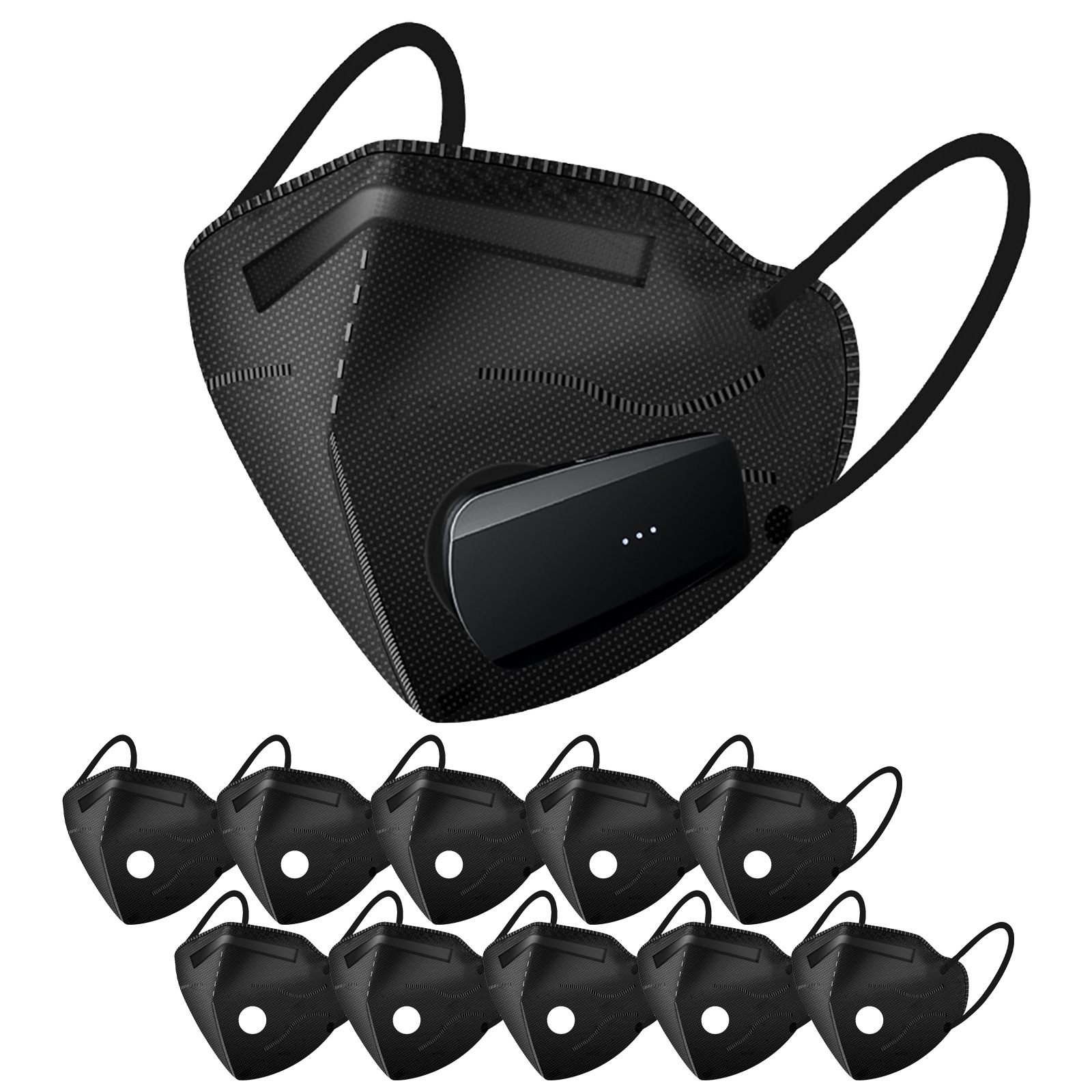 新风电动口罩KN95排气除雾带风扇防花粉雾霾防尘呼吸防护孕妇面罩