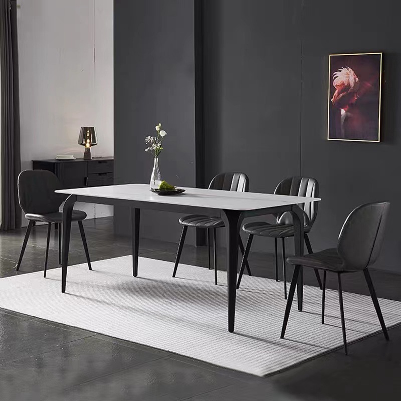 Delifeng placa de roca mesa de comedor luz de lujo moderno simple pequeño apartamento casa mesa de comedor rectangular mesa de comedor y silla combinación