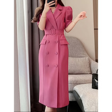 G 36463 Lapel Double Breasted Midi Dress ��װ��˫�ſ��г�ȹ