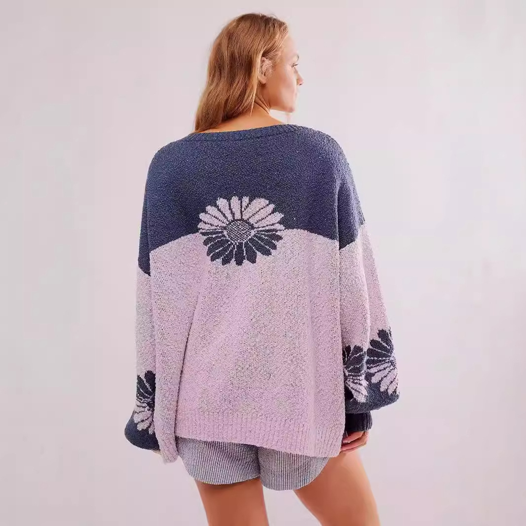 Women's Clothing New floral sweaters, loose and comfortable wool sweater trend 2024_voghion.com