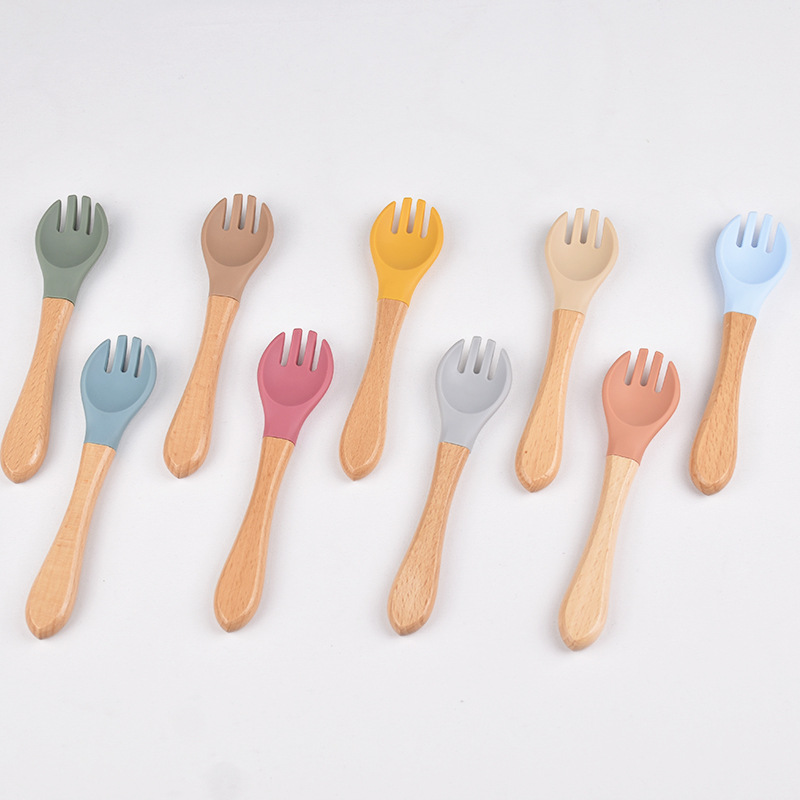 Baby Spoon Baby Silicone Soft Spoon Newborn Fork Kidsren's Tableware Food Spoon Eating Training Soft Head Fork Spoon