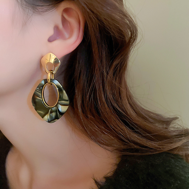 Fashion Geometric Arylic Copper Plating Drop Earrings 1 Pair