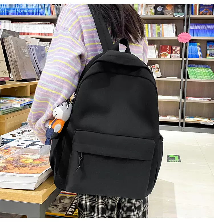 双肩背包女生大容量纯色韩版大学生书包补习背包礼品赠送书包批发