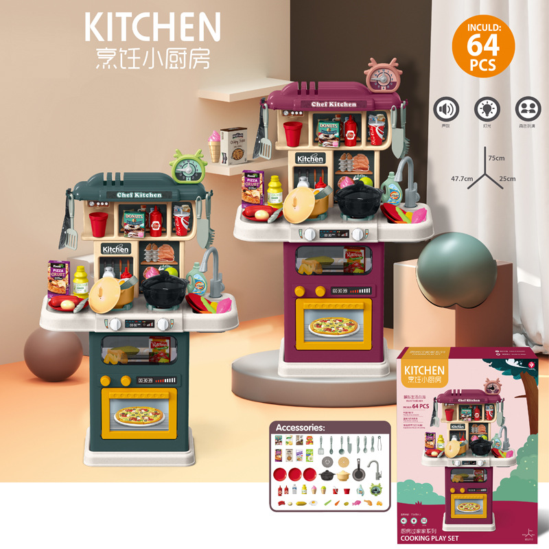 Juguetes de cocina juego simulación cocina casa sonido y luz humo spray vajilla Mesa Juguetes