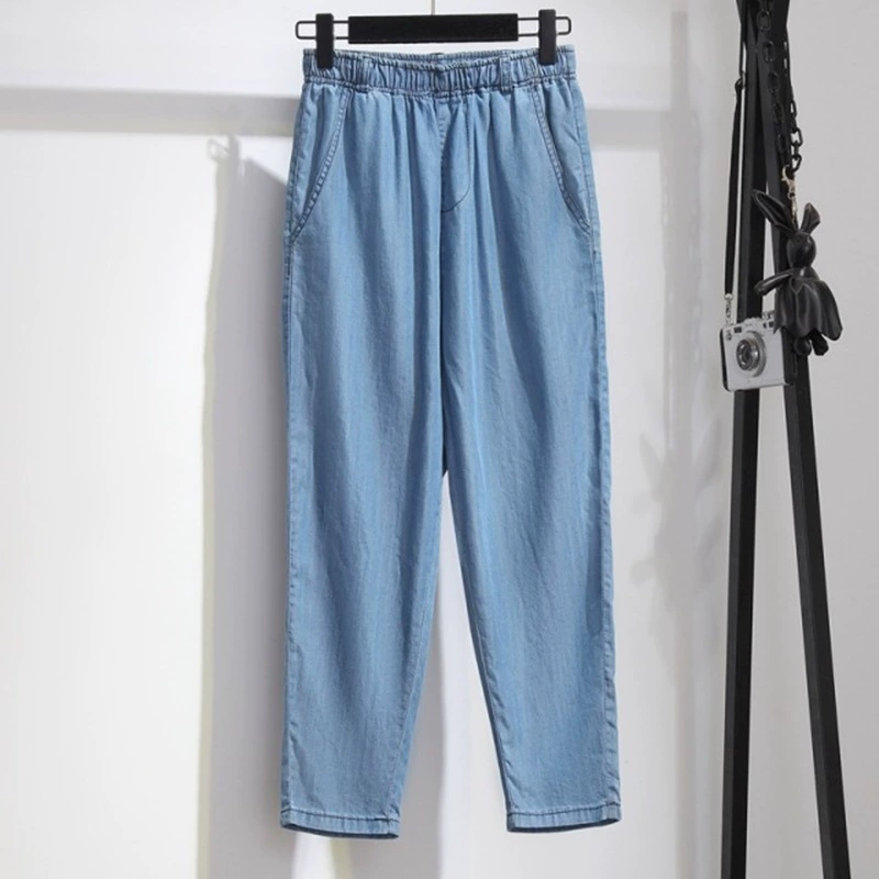 200 кг 300 кг Толстая сестра Tencel джинсы 9 баллов летние тонкие очень большие женские брюки Харлан Брюки поколение волос