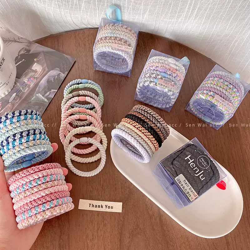 2025年编织头绳发圈高弹力橡皮筋女扎头发绳高马尾发圈发饰品批发