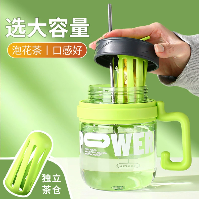 Handheld high quality capacious glass, tea cup, coffee straw
