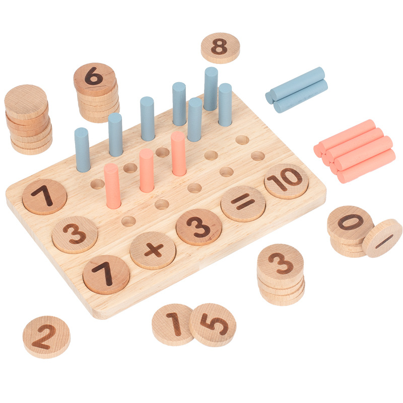 Contador de diez puntos para niños, juego de números de educación temprana, tablero aritmético, bloques de construcción de partículas grandes, suma y resta juguetes educativos
