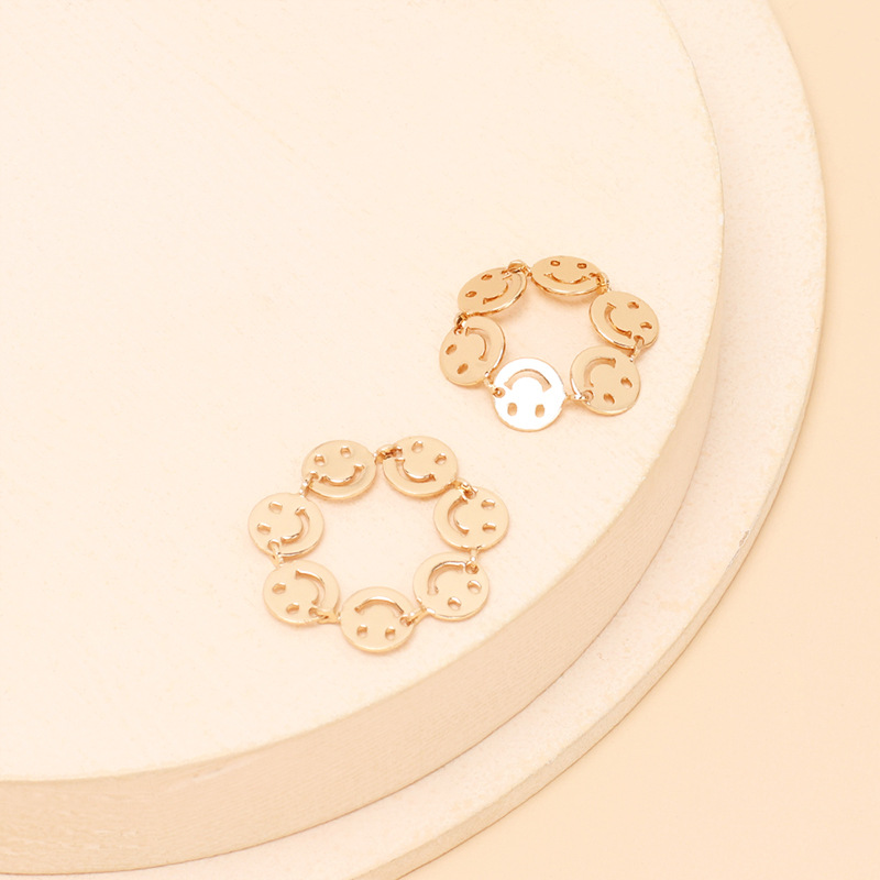 2g Weight Women'S Gender New Fashion Retro Geometric Sequin Smile Joint Ring Wholesale Nihaojewelry 4